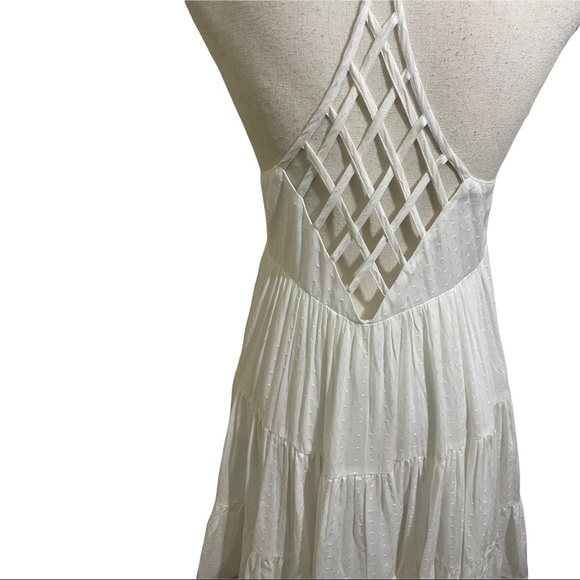 Inmod womens mini dress tiered v-neck rayon back crisscross pattern Small - Picture 5 of 15